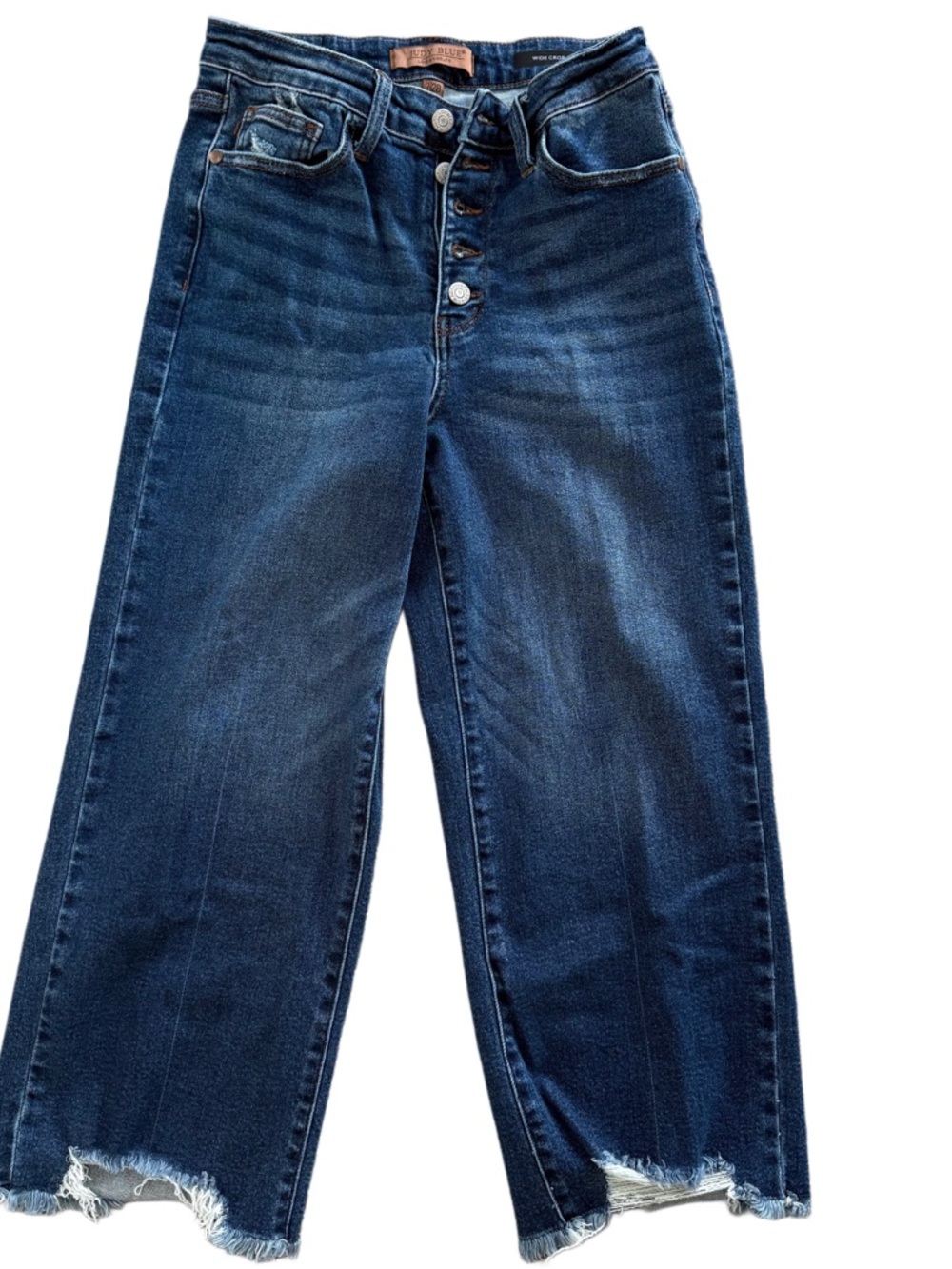 Judy Blue Dark Blue High-Rise Wide Leg Jeans with Button Fly
